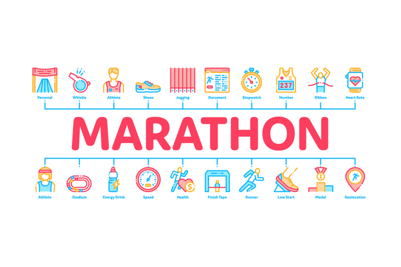 marathon-minimal-infographic-banner-vector