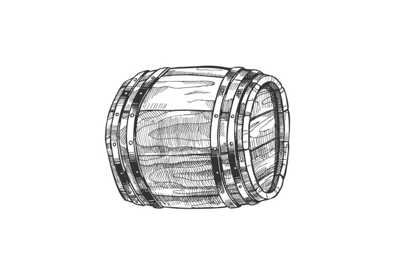 drawn-lying-vintage-wooden-barrel-side-view-vector