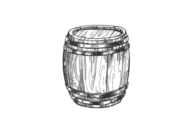 standing-vintage-wooden-barrel-side-view-vector