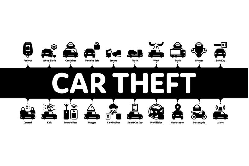 car-theft-minimal-infographic-banner-vector