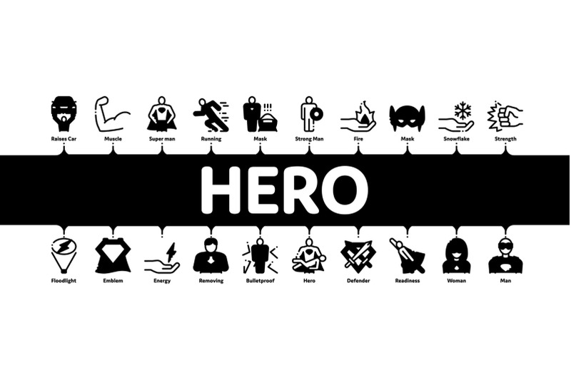 super-hero-minimal-infographic-banner-vector