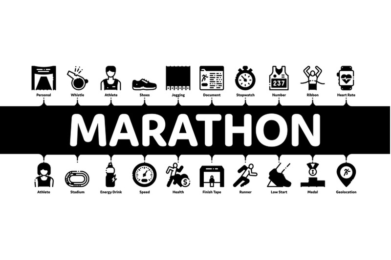 marathon-minimal-infographic-banner-vector