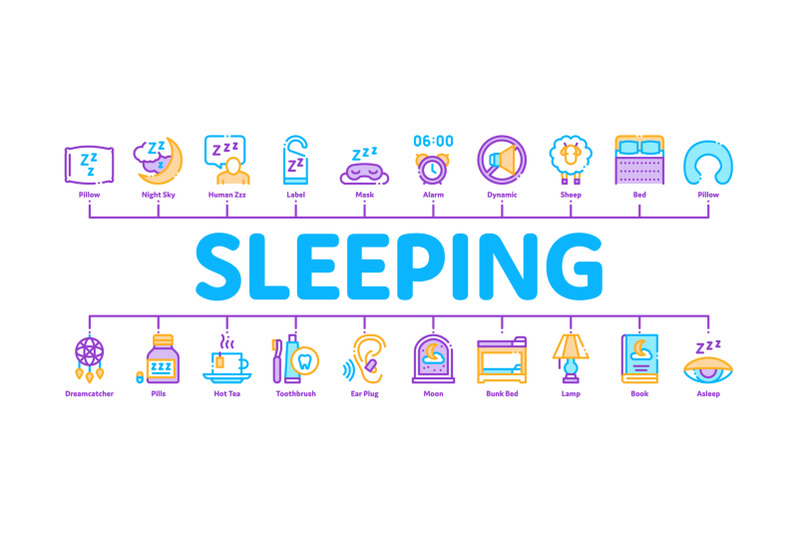 sleeping-time-devices-minimal-infographic-banner-vector