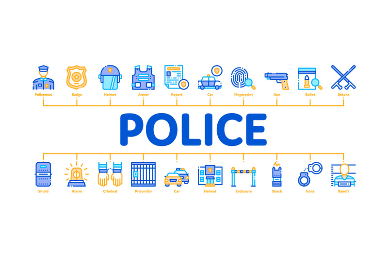 police-department-minimal-infographic-banner-vector