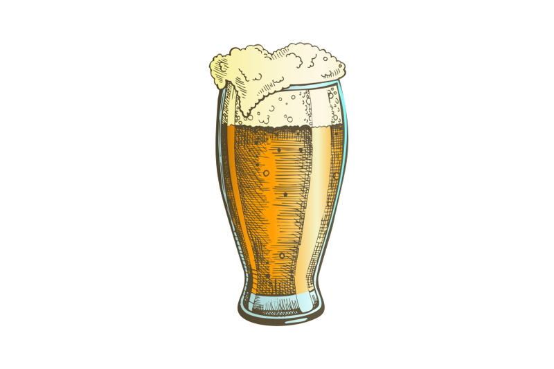 color-hand-drawn-glass-with-foam-bubble-beer-vector