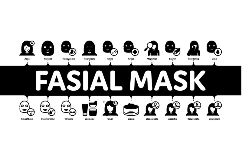 facial-mask-healthcare-minimal-infographic-banner-vector