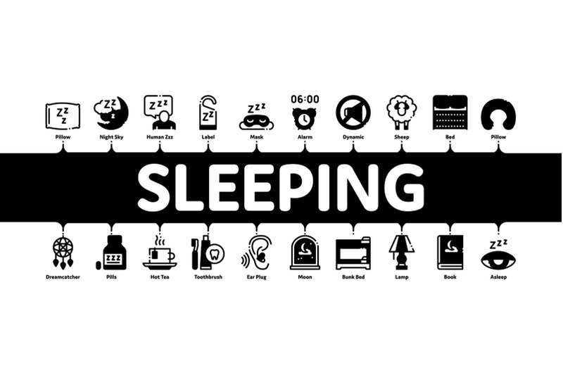 sleeping-time-devices-minimal-infographic-banner-vector