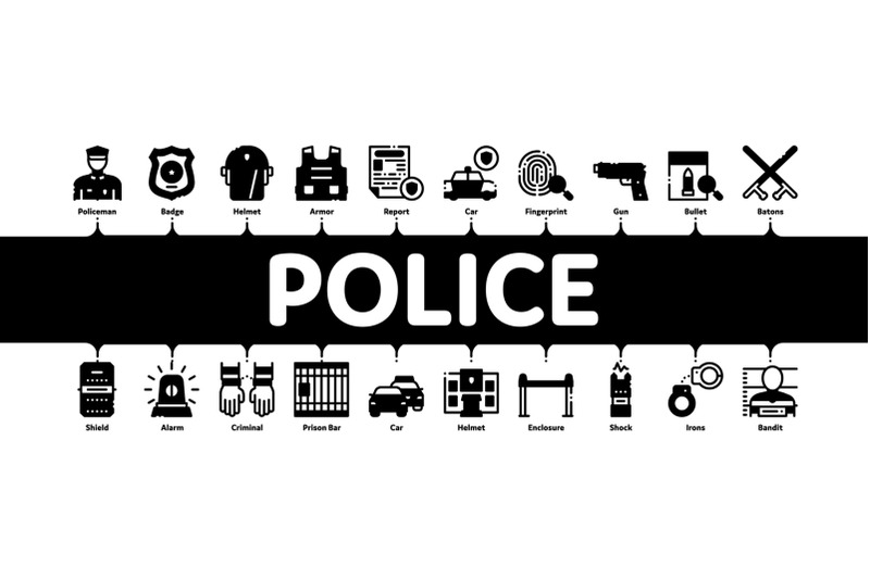 police-department-minimal-infographic-banner-vector
