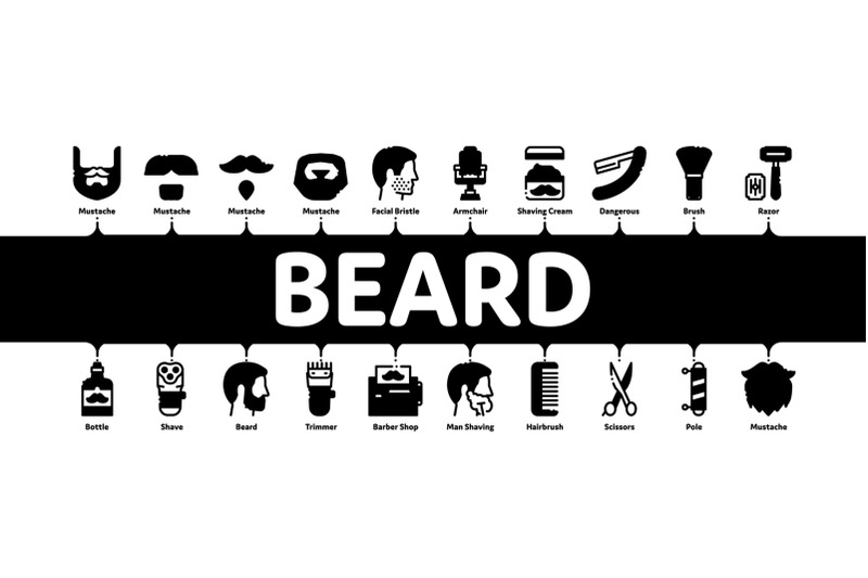 beard-and-mustache-minimal-infographic-banner-vector