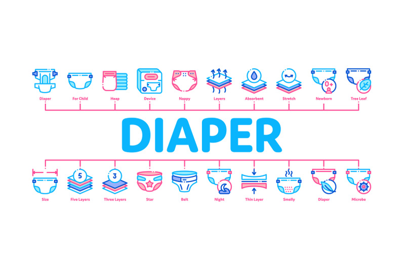 diaper-for-newborn-minimal-infographic-banner-vector