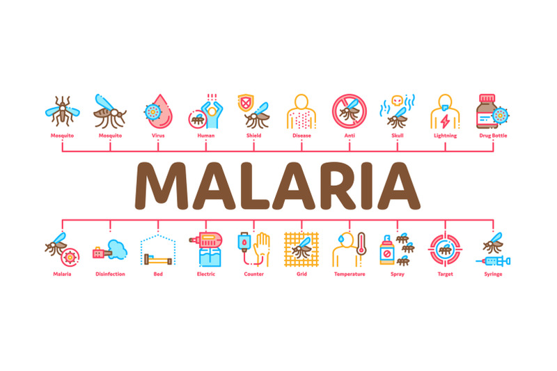 malaria-illness-dengue-minimal-infographic-banner-vector