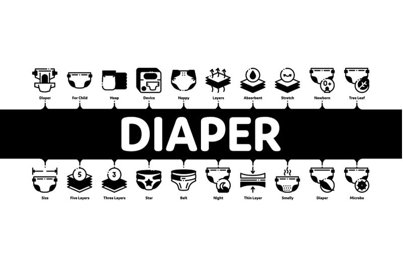 diaper-for-newborn-minimal-infographic-banner-vector