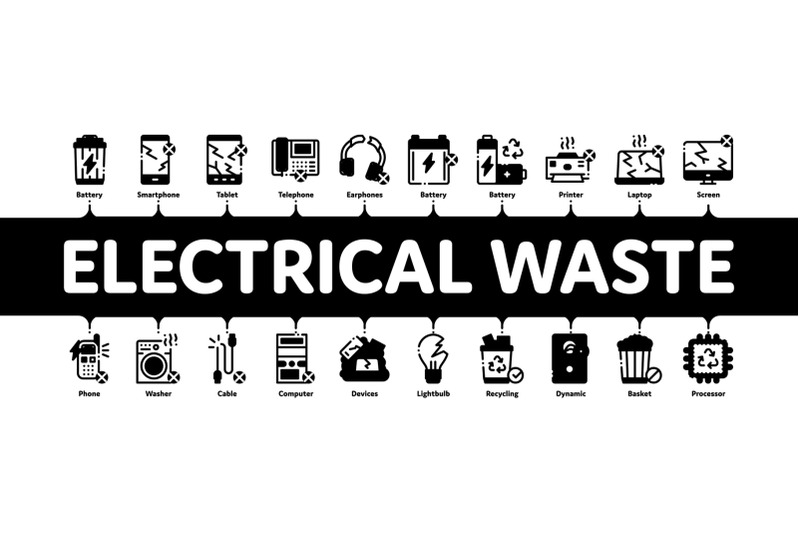 electrical-waste-tools-minimal-infographic-banner-vector