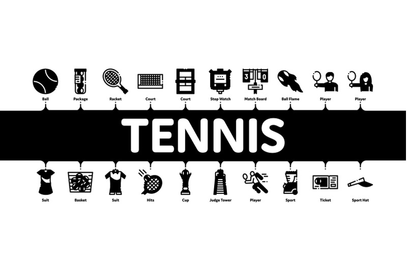 tennis-game-minimal-infographic-banner-vector