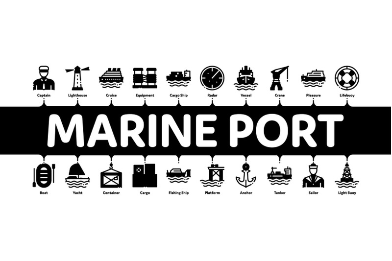 marine-port-transport-minimal-infographic-banner-vector