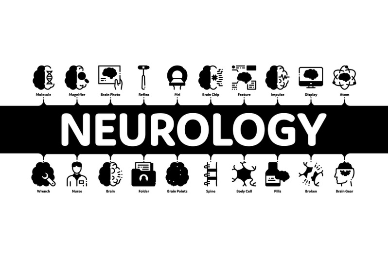 neurology-medicine-minimal-infographic-banner-vector