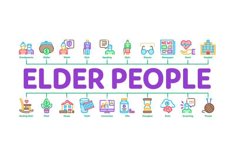 elder-people-pensioner-minimal-infographic-banner-vector