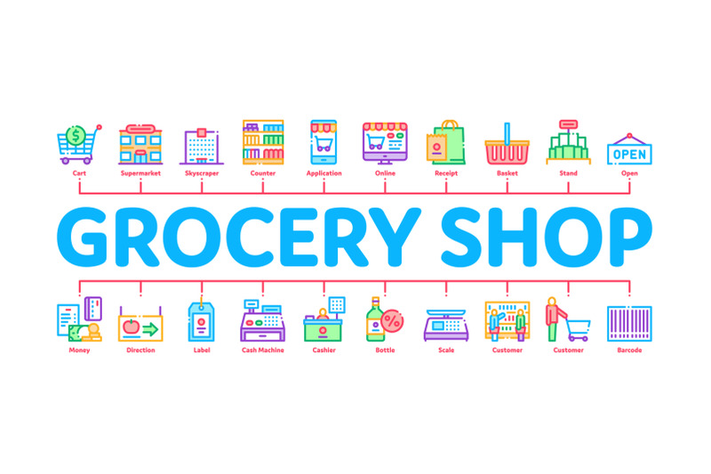 grocery-shop-shopping-minimal-infographic-banner-vector