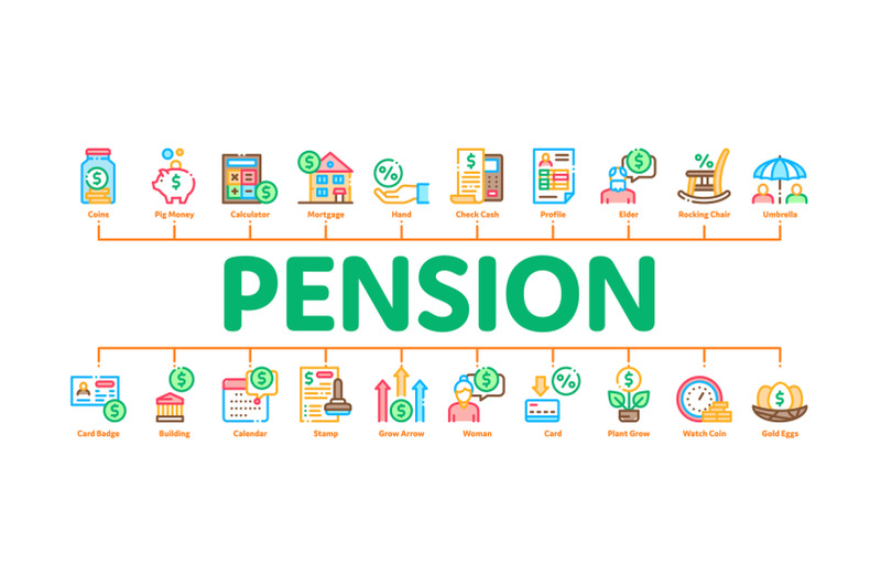 pension-retirement-minimal-infographic-banner-vector