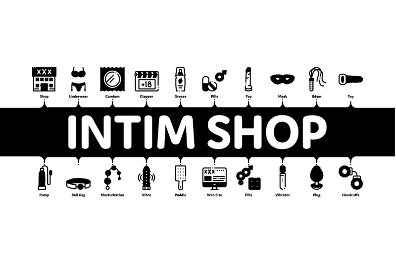 intim-shop-sex-toys-minimal-infographic-banner-vector