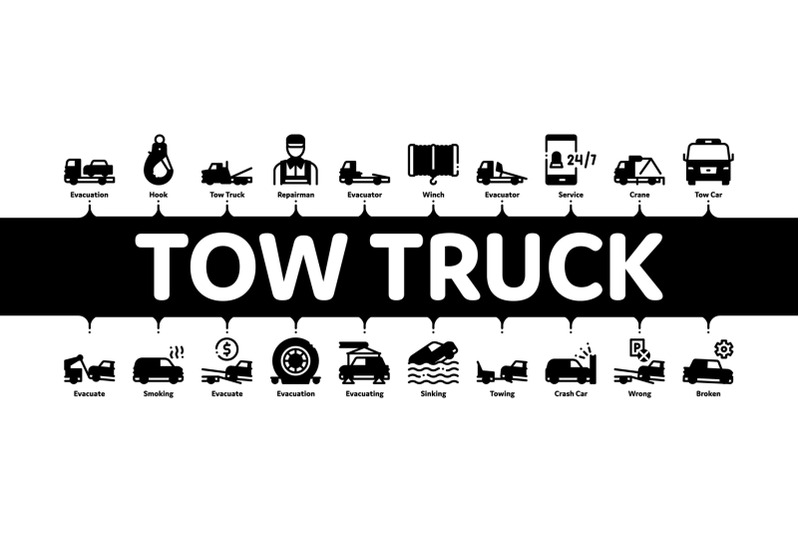 tow-truck-transport-minimal-infographic-banner-vector