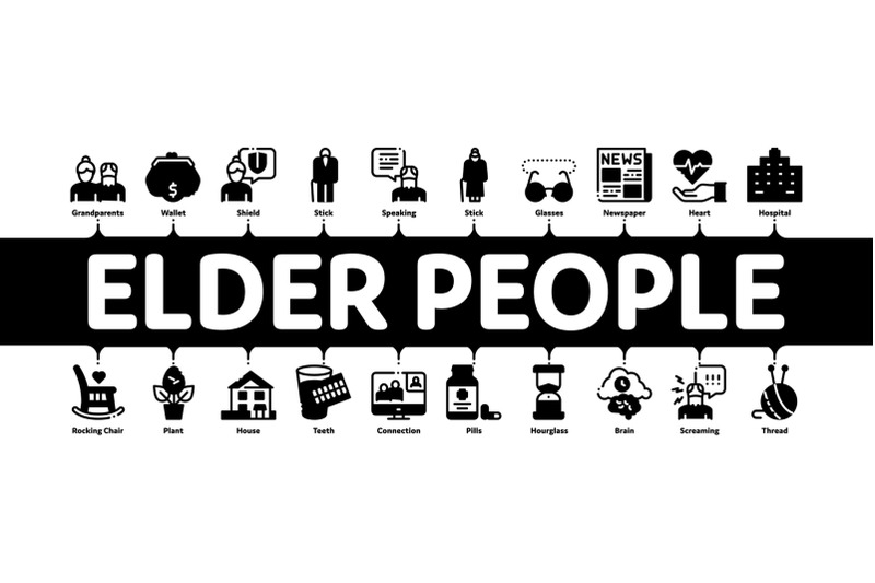 elder-people-pensioner-minimal-infographic-banner-vector