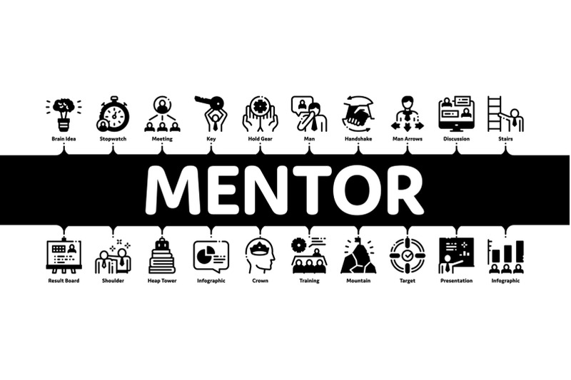 mentor-relationship-minimal-infographic-banner-vector