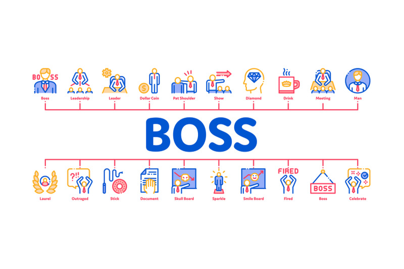 boss-leader-company-minimal-infographic-banner-vector