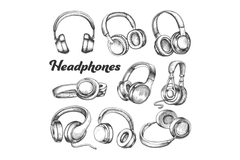 collection-different-sides-headphones-set-vector