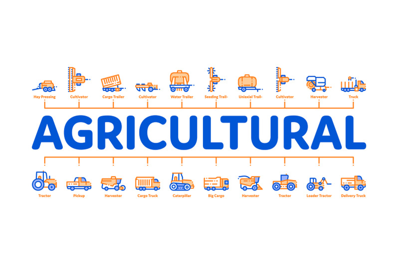 agricultural-vehicles-minimal-infographic-banner-vector