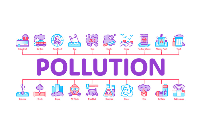 pollution-of-nature-minimal-infographic-banner-vector