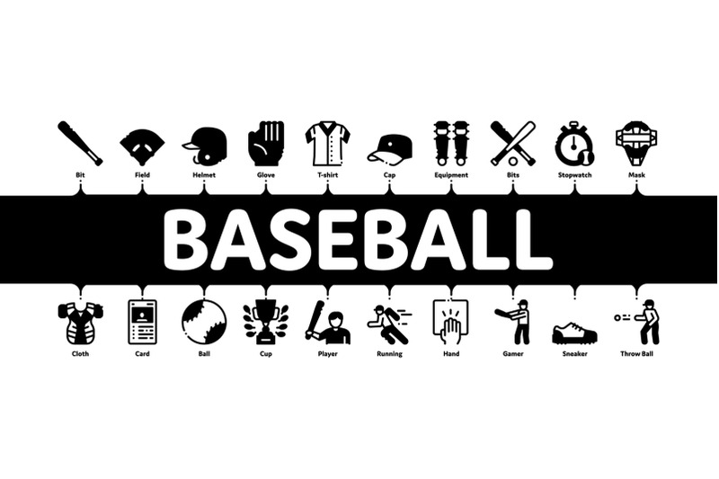baseball-game-tools-minimal-infographic-banner-vector