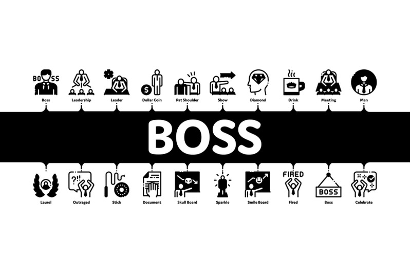 boss-leader-company-minimal-infographic-banner-vector