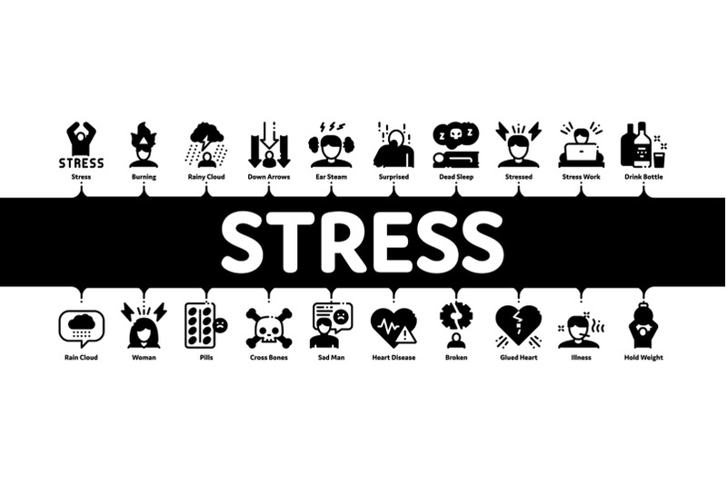 stress-and-depression-minimal-infographic-banner-vector