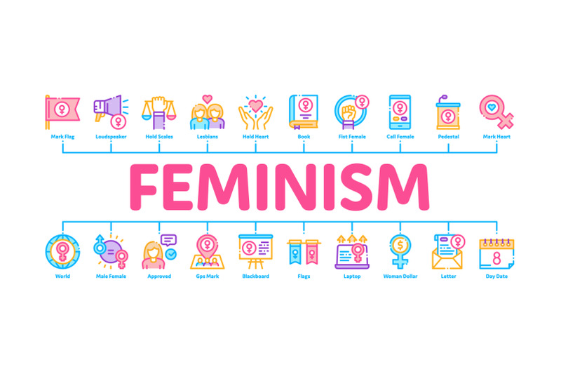 feminism-woman-power-minimal-infographic-banner-vector