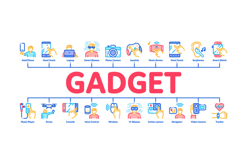 gadget-and-device-minimal-infographic-banner-vector