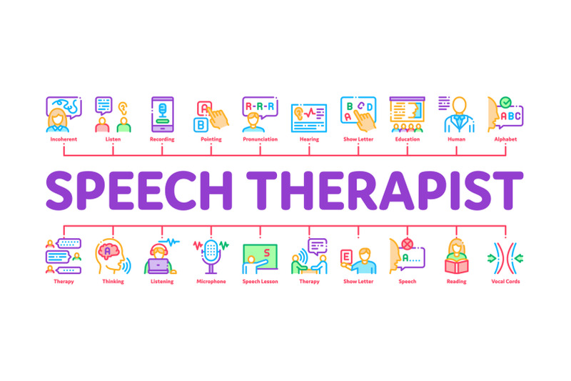 speech-therapist-minimal-infographic-banner-vector