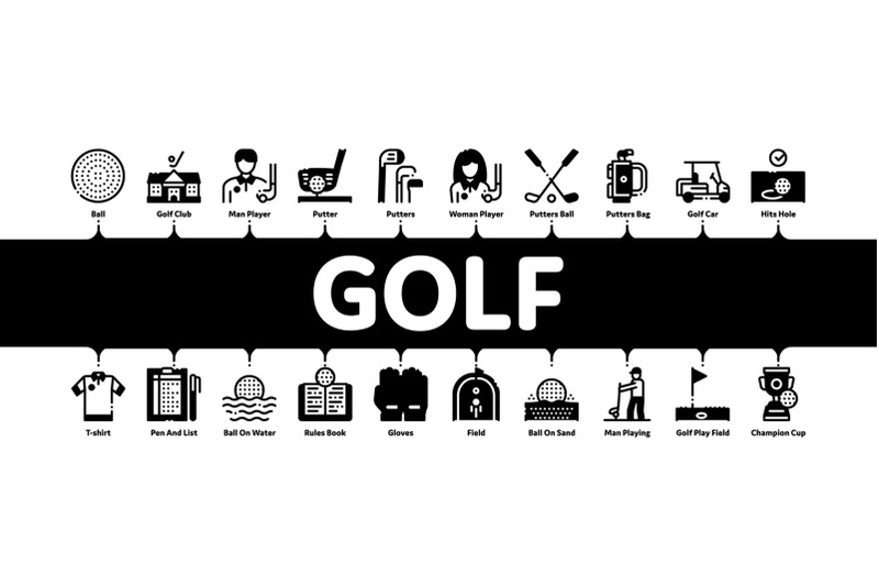 golf-game-minimal-infographic-banner-vector