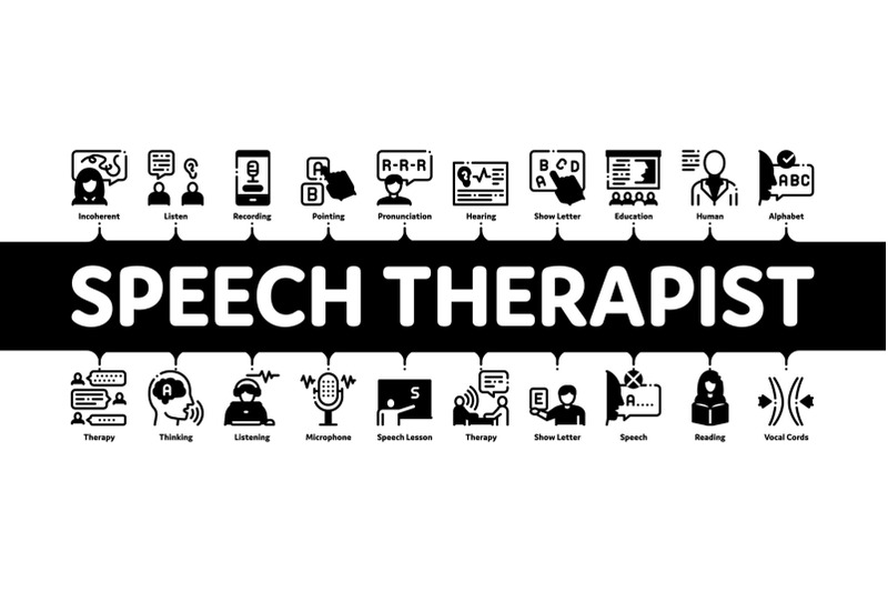 speech-therapist-minimal-infographic-banner-vector