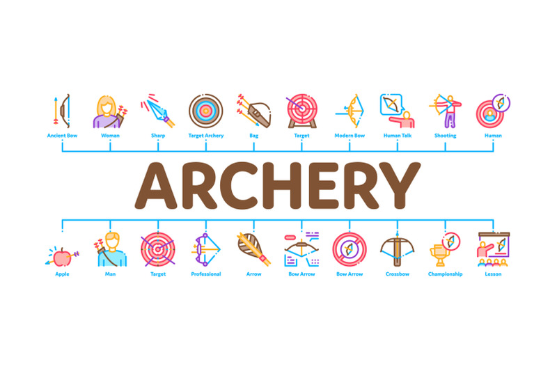 archery-activity-sport-minimal-infographic-banner-vector