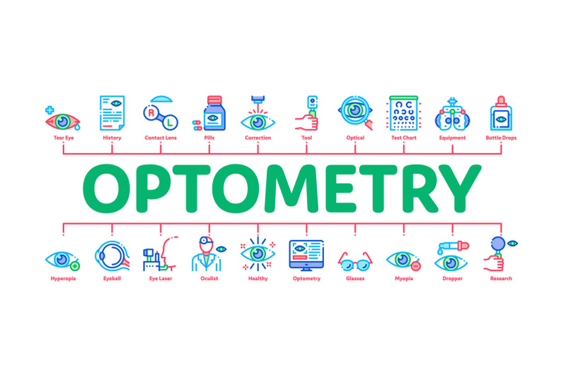 optometry-medical-aid-minimal-infographic-banner-vector