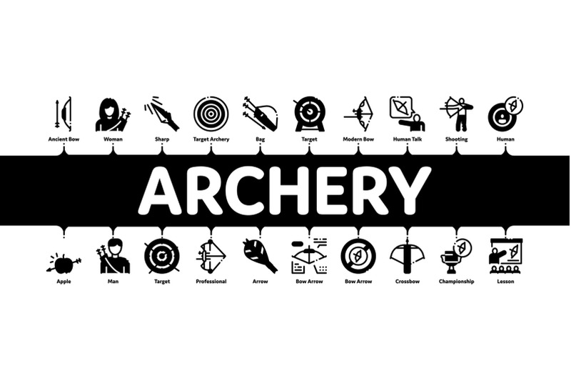 archery-activity-sport-minimal-infographic-banner-vector