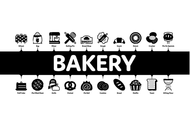 bakery-tasty-food-minimal-infographic-banner-vector