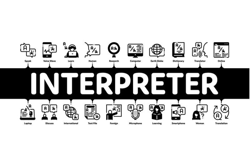 interpreter-translator-minimal-infographic-banner-vector