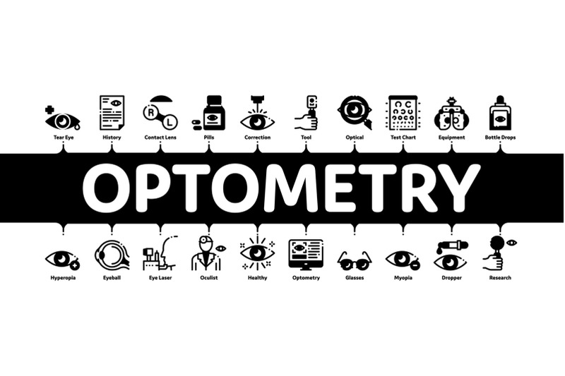 optometry-medical-aid-minimal-infographic-banner-vector