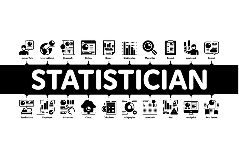statistician-assistant-minimal-infographic-banner-vector