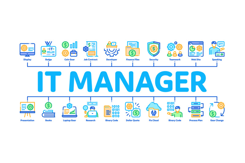 it-manager-developer-minimal-infographic-banner-vector