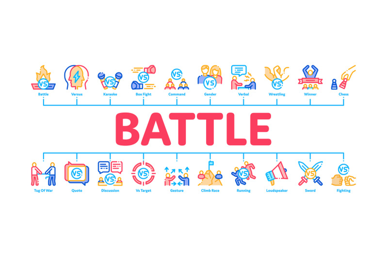 battle-competition-minimal-infographic-banner-vector