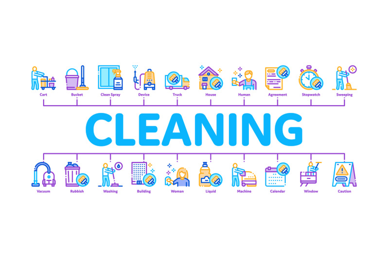 cleaning-service-tool-minimal-infographic-banner-vector