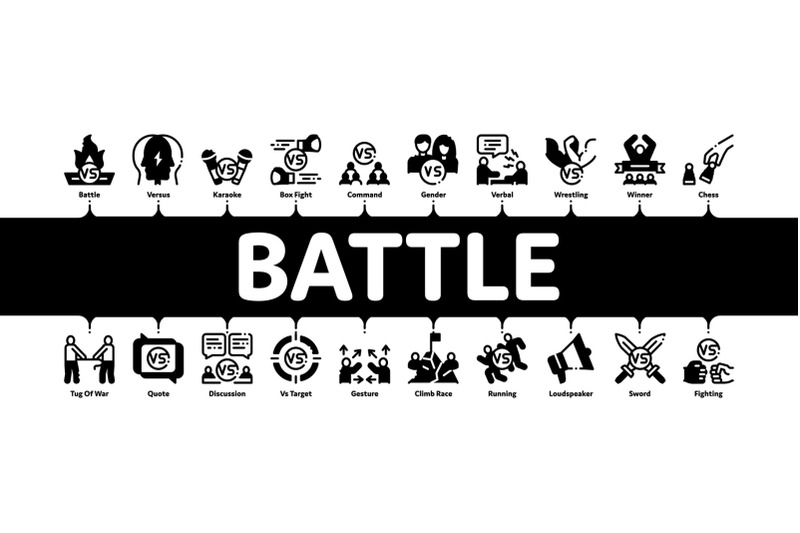 battle-competition-minimal-infographic-banner-vector